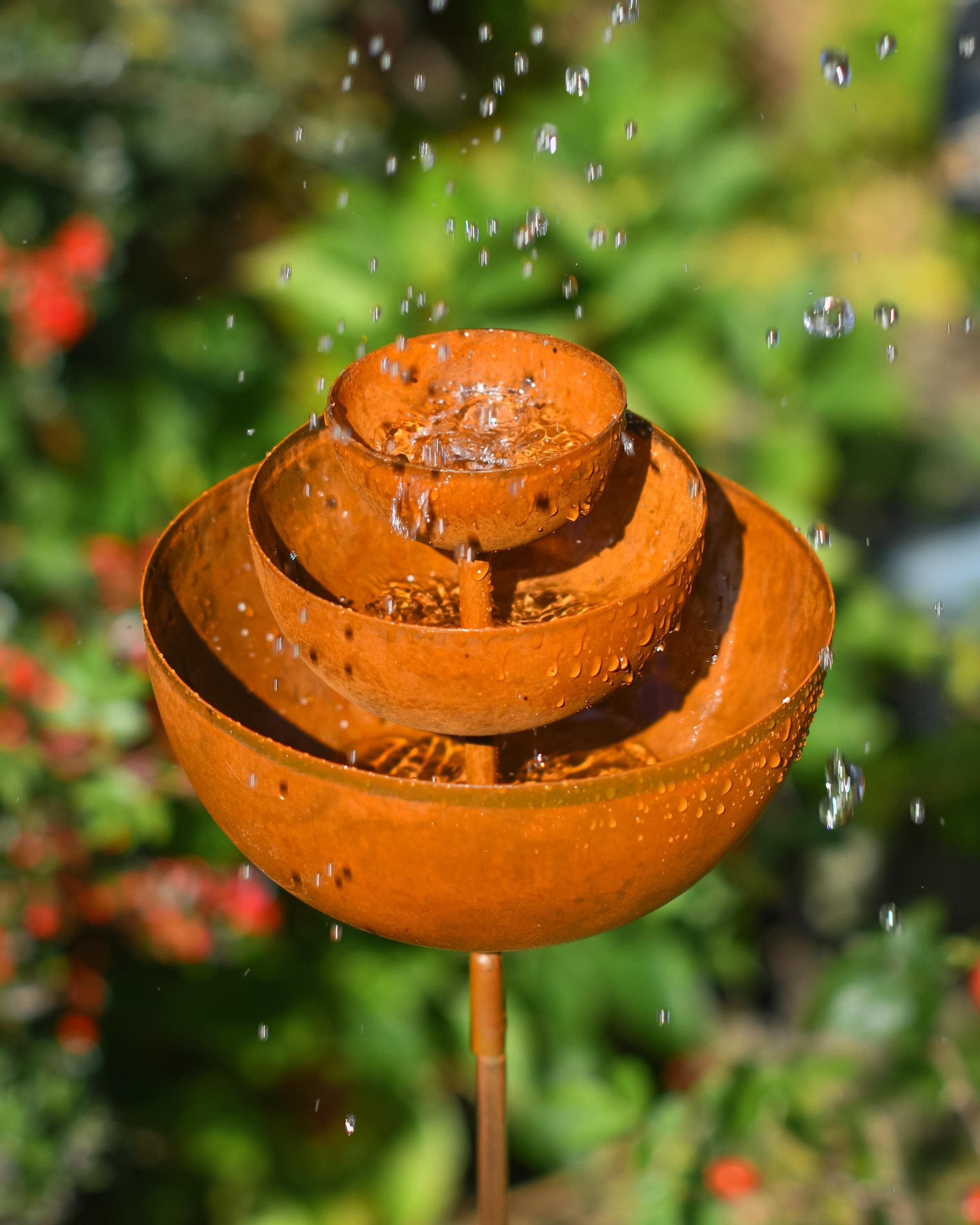 Rustic Steel Rain Catcher Garden Waterfall | Ground Spike, Water