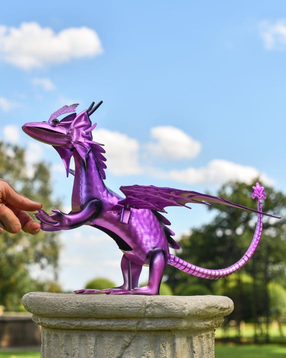 Metal Purple Dragon Garden Sculpture - Etsy