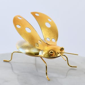 Gold Beetle Scrap Metal Ornament, Artwork, Mini Sculpture, Insect, Nature Gift, Recycled Metalwork, Gold Interior Decor, Home Decor