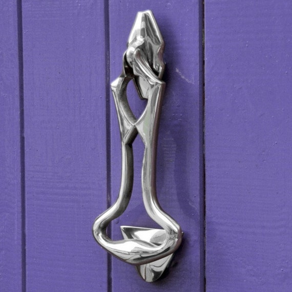 Forge Bright Chrome Art Deco Door Knocker Etsy