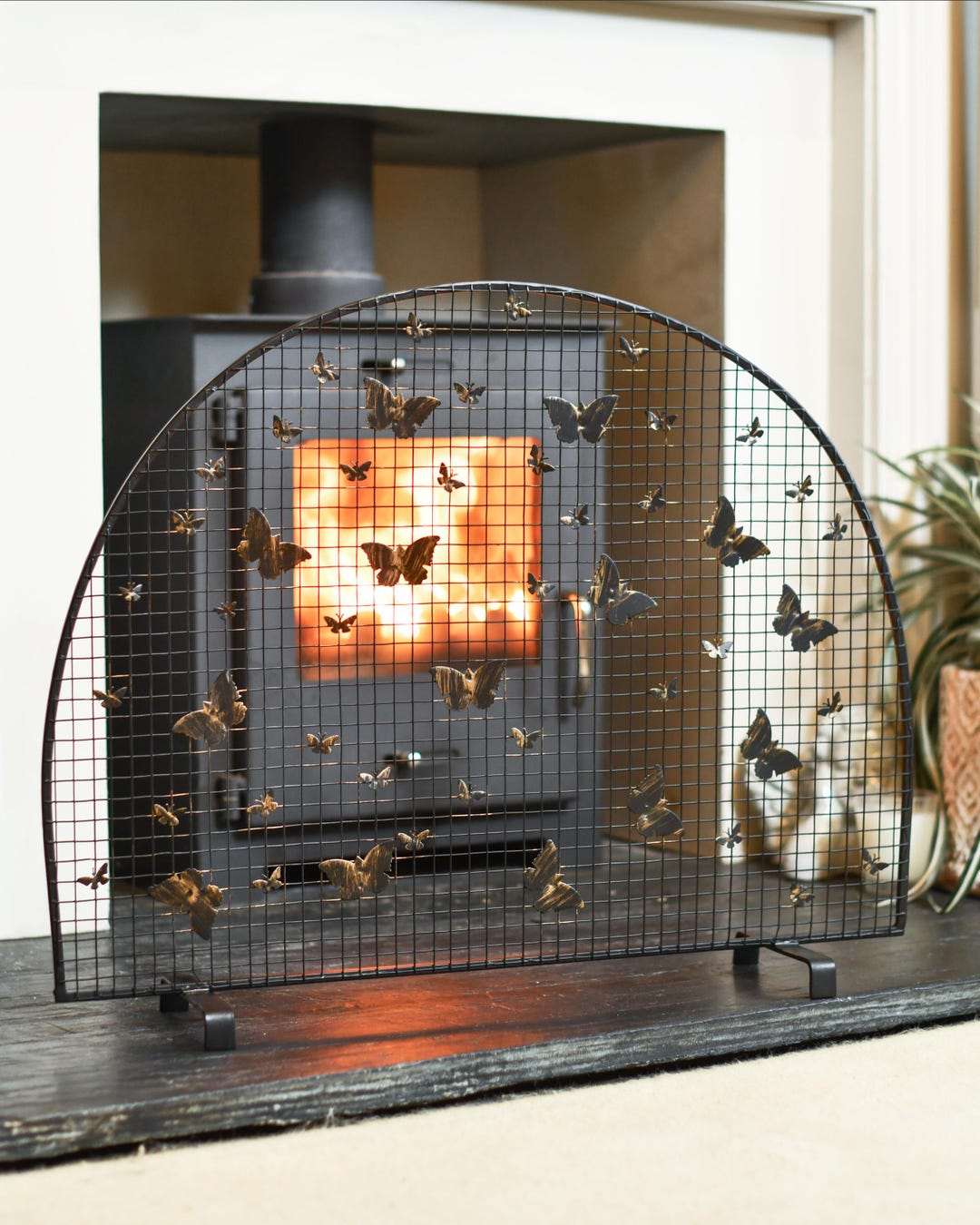 Black & Bronze Butterfly Fire Screen: Metal Fire Guard - Etsy