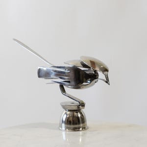 Recycled Silver Cutlery Bird Sculpture: Metal Spoon & Fork Art Ornament