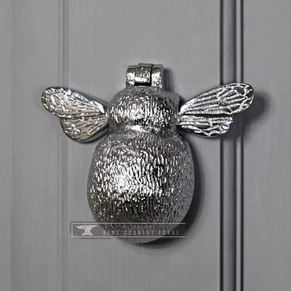 Forge Bright Chrome Bumblebee Door Knocker Etsy