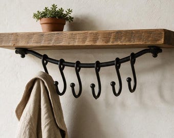 Beeswax Finish Iron Sliding Hook Coat Rack (16" or 18")