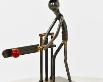 Recycled Metal Cricketer Sustainable Sculpture