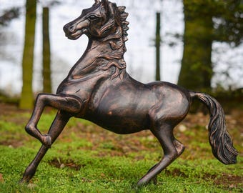Bronze & Copper Galloping Horse Cast Aluminium Garden Sculpture
