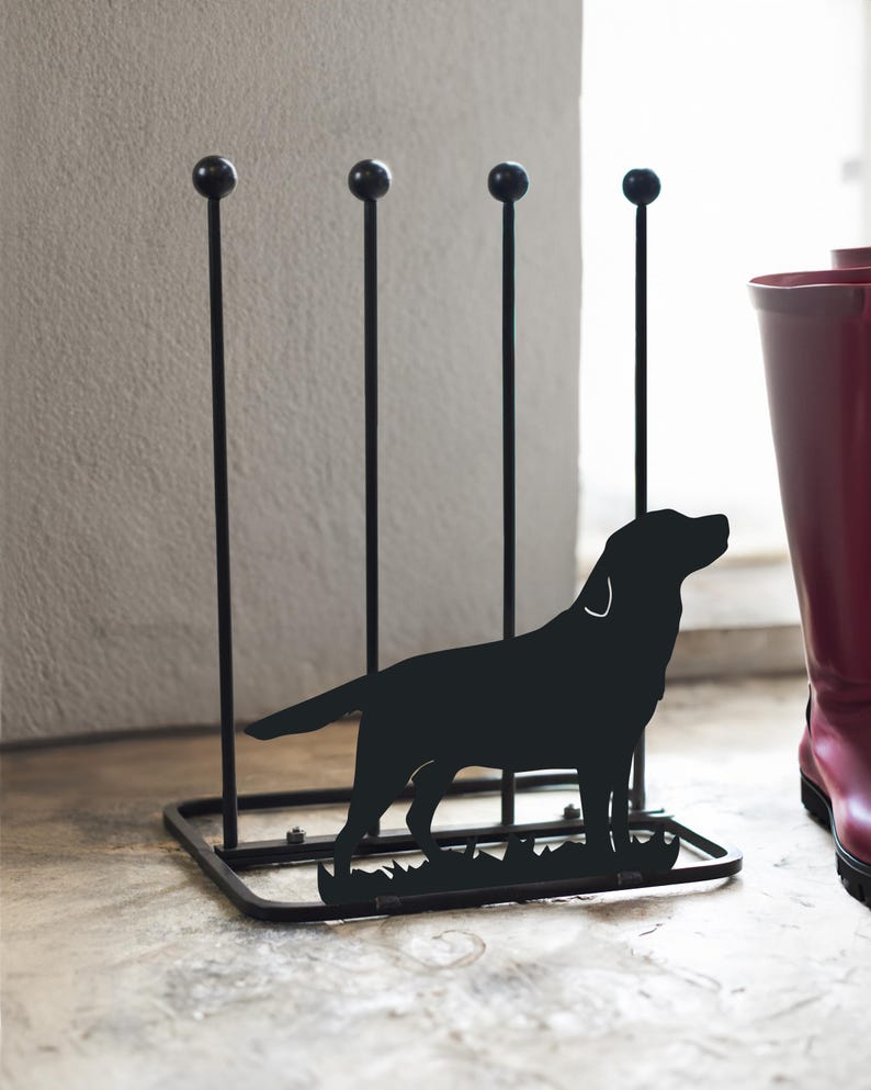 Labrador Wellington Boot Rack, Black Robust Steel Boot Store, Indoor or