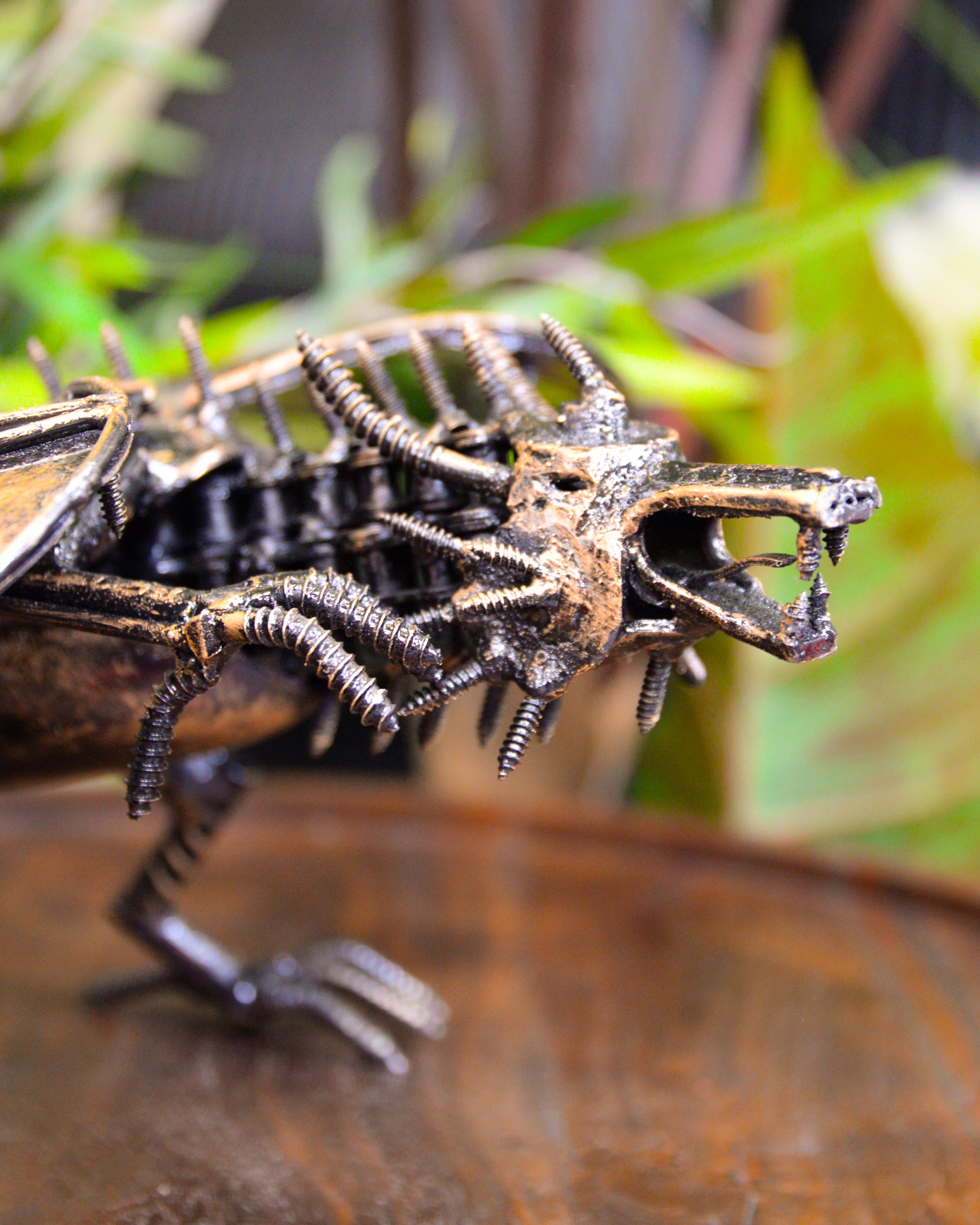 Handcrafted Recycled Metal Dragon Sculpture: Upcycled Scrap Art