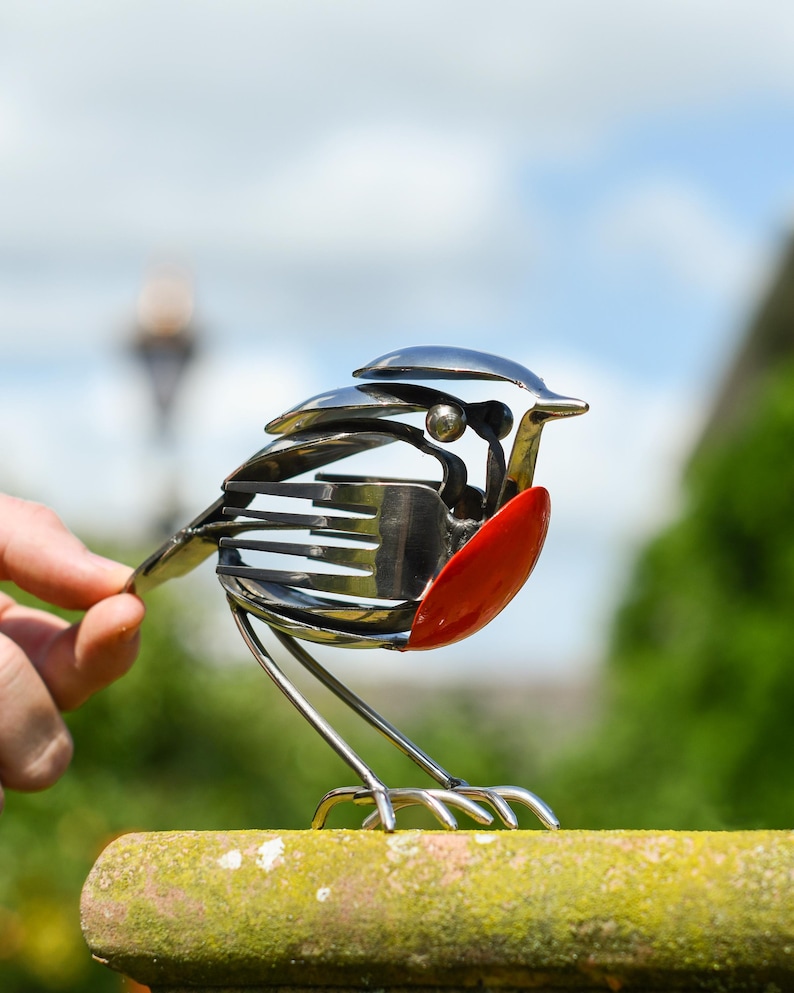 Recycled Cutlery Handcrafted Robin Ornament | Fork and Spoon ...