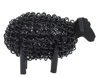 Recycled Metal Wire Black Sheep | Wiggle Lamb Ornament