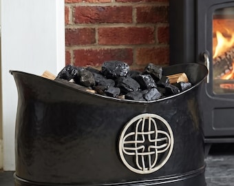 Traditional Celtic Emblem Iron Coal or log Bucket