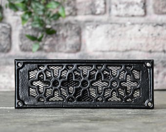 Cast Iron Flat Air Brick Cover 9" x 3.25" with Mesh Guard | Home Improvement