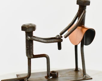 Recycled Metal and Copper Sustainable Proposal Sculpture | Engagement & Wedding or Anniversary Gift