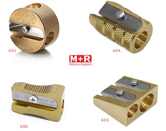 Mobius + Ruppert (M+R) Brass Pencil Sharpener - choose from 4 shapes!  Made in Germany - finest in the world!