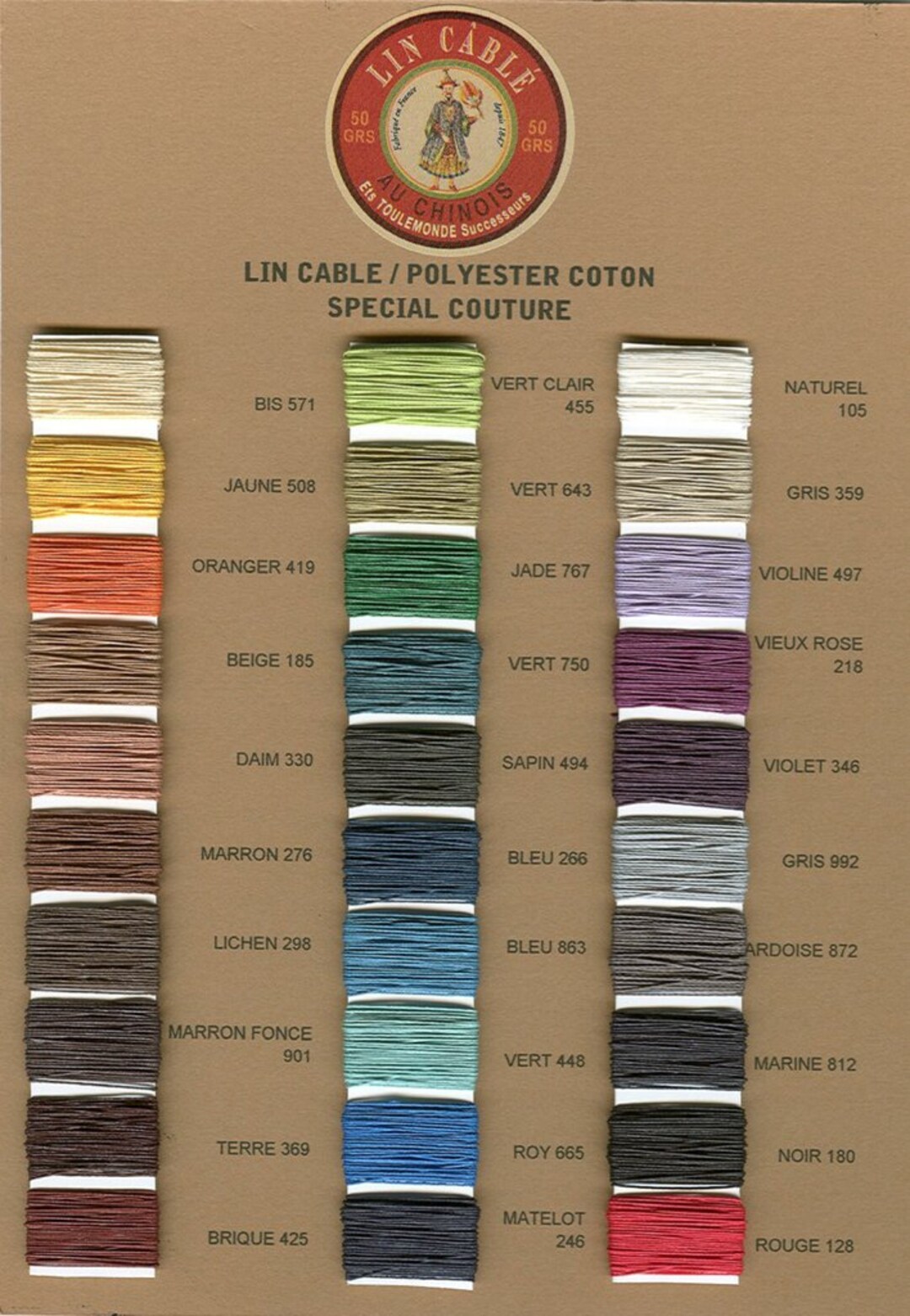 Fil Au Chinois 50g lin Cable WAXED LINEN 266 BLUE for Solid Stitching ...