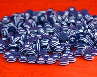 16 white and blue STRIPED BUTTONS for 1 complete button down shirt - 5mm thick! - great quality - Made in ITALY