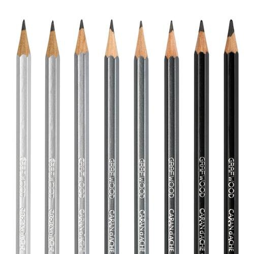 Caran Dache Graphite Line Artist Pencils Grafwood Pencils 15 Shades Metal Case 