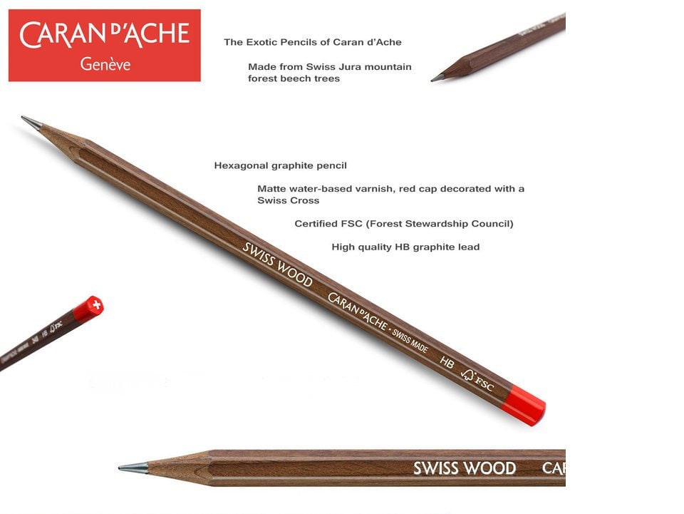 Caran d'Ache + Klein Blue Wooden HB Pencil Set