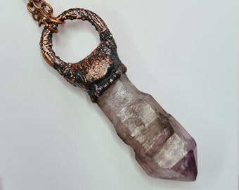 Brandberg Amethyst Elestial Copper Necklace ~ Electroformed Jewellery