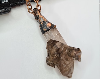 Smoky Brandberg Elestial Quartz Copper Necklace ~ Electroformed Jewellery