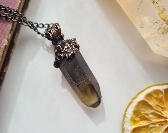 Natural Citrine Copper Necklace ~ Electroformed Jewellery