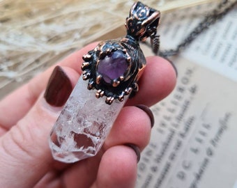 Danburite & Amethyst Copper Necklace ~ Electroformed Jewellery