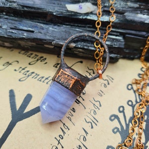 Blue Lace Agate Copper Necklace Electroformed Jewellery image 3