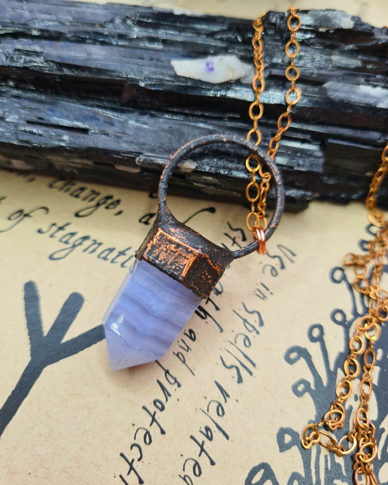 Blue Lace Agate Copper Necklace Electroformed Jewellery image 3