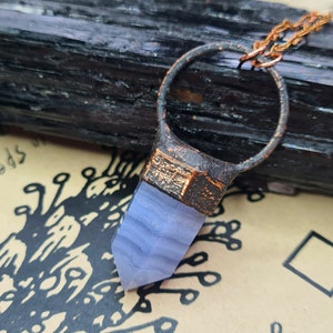 Blue Lace Agate Copper Necklace Electroformed Jewellery image 1
