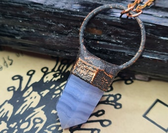 Blue Lace Agate Copper Necklace ~ Electroformed Jewellery