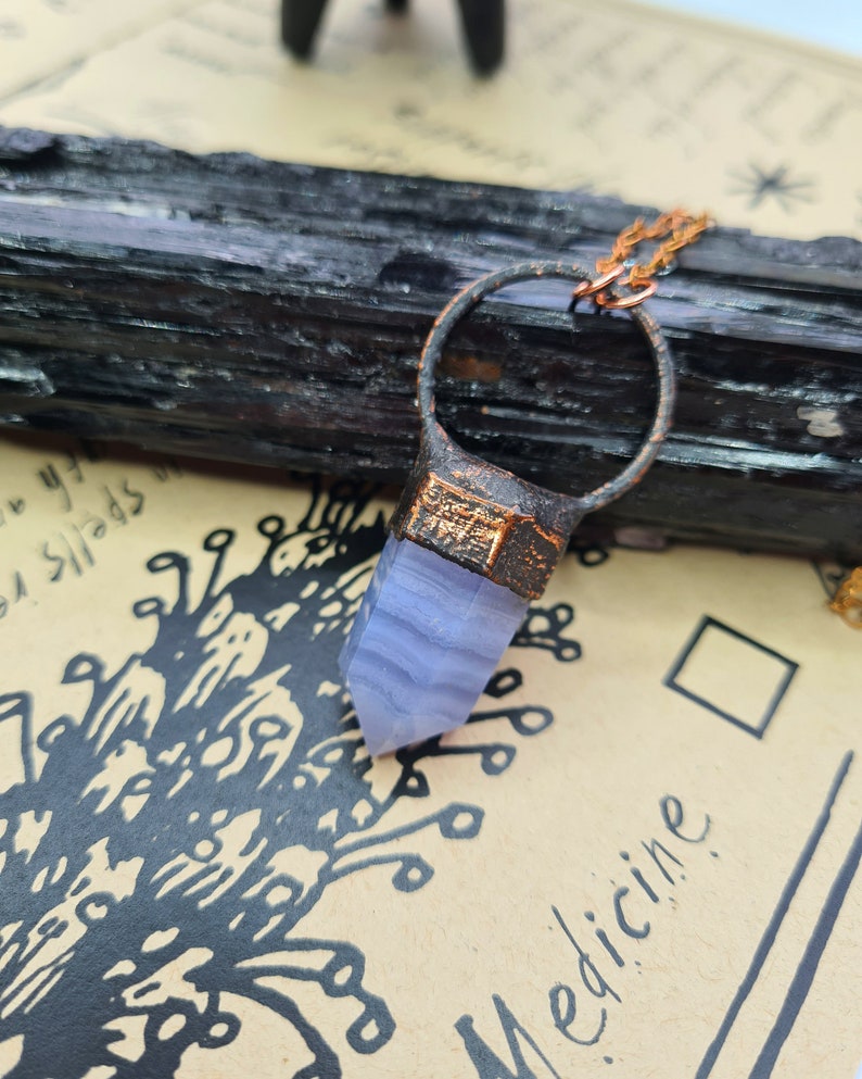 Blue Lace Agate Copper Necklace Electroformed Jewellery image 2