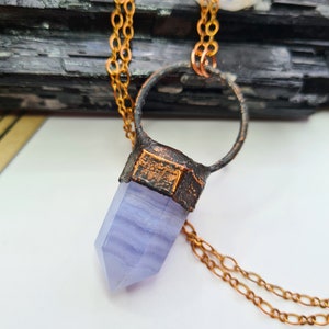 Blue Lace Agate Copper Necklace Electroformed Jewellery image 5