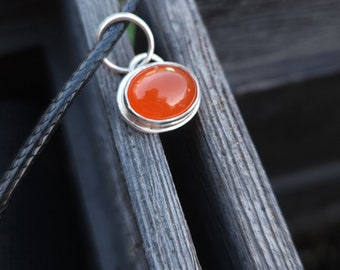 Dainty carnelian pendant. 925 Sterling silver. Necklace options available