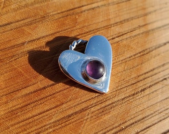 Amethyst heart pendant. Necklace options available.