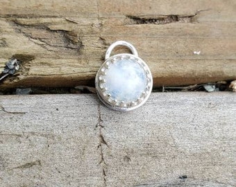 Dainty Rainbow moonstone pendant. 925 sterling silver. Necklace options available.