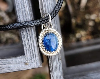 Blue kyanite necklace. 19in cord.