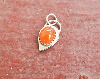 Dainty carnelian pendant. 925 Sterling silver. Necklace options available