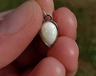 White opal necklace. 925 sterling silver. October birthstone.