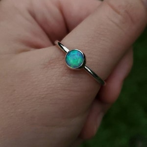 Sterling Silver Lab-Created Opal Ring - Size 11.5