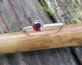 Garnet ring. Size 6.5.  Made of .925 Sterling silver. Natural garnet. January birthstone.