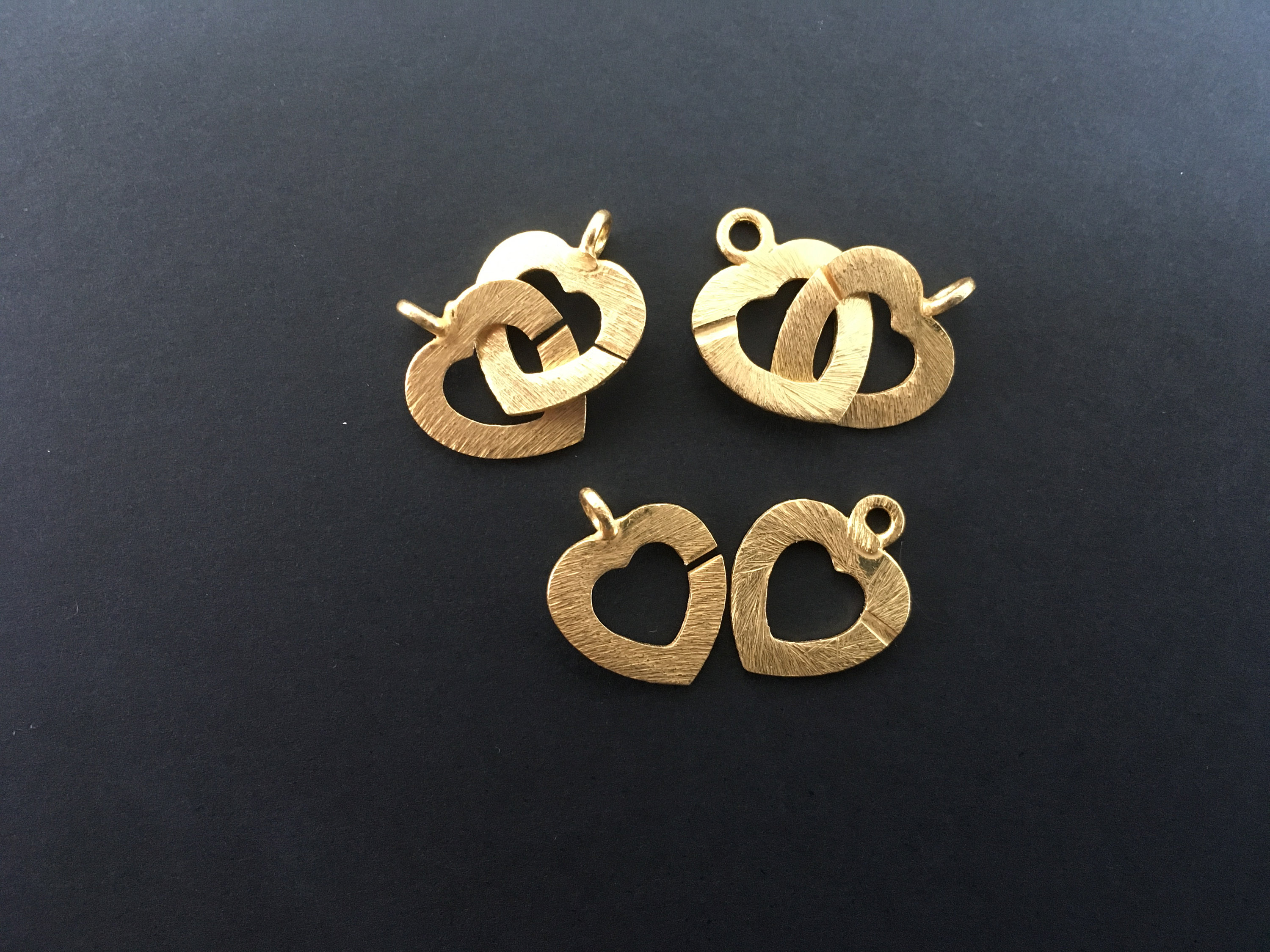Gold Flash Copper Interlocking Heart Toggle Clasps