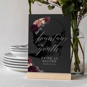 Fountain of Youth Table Sign Template, Goodbye Youth RIP 20s 5 x 7 Inches Small Sign, Floral 30th Birthday Printable Digital Download