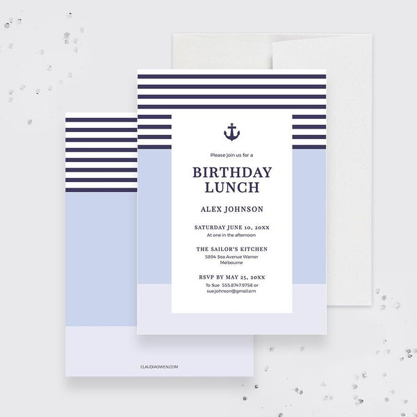 Nautical Birthday Sea Party Invitation Edit Yourself Template, Boating Digital Download, Ocean Sailing Printable Editable Invitation