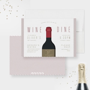 Vin et dîner Invitation à la fête d’anniversaire, Enterrement de vie de jeune fille Amateur de vin, Dégustation de vin Thème vin Douche nuptiale, Anniversaire des hommes