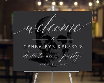 Death to My 20s Party Welcome Sign Editable Template, Funeral for my Youth Printable Door Sign Digital Download, 30th Birthday RIP 20s