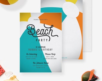 Beach Birthday Party Printed Invitations, Summer Time Invites, Beach Bash Invites, Beach Bachelorette Invitations, Wedding Bridal Shower