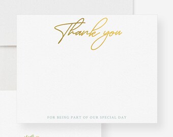 Personalized Wedding Thank You Note Cards, Simple Elegant Wedding Thank You Card Set with Envelopes, Floral Ampersand Wedding Cards