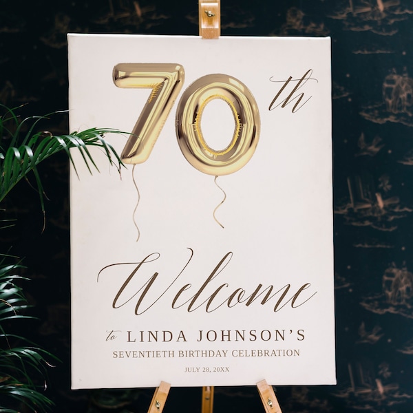 70th Birthday Welcome Sign Template, Printable Sign 20 X 30 Inches Digital Download, 70th Anniversary Party Door Sign