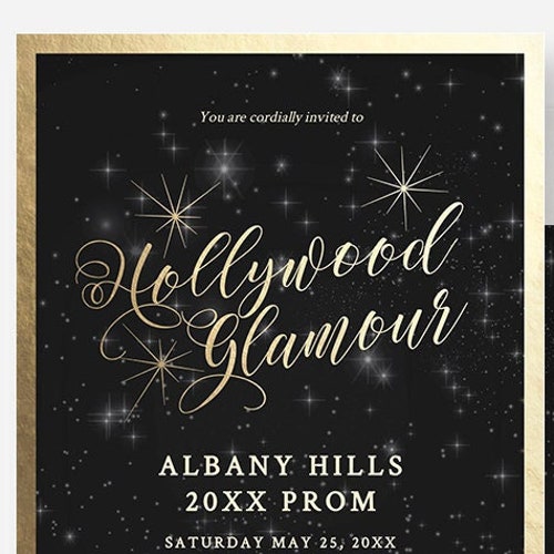 Hollywood Glamour Party Invitation Edit Yourself Template - Etsy