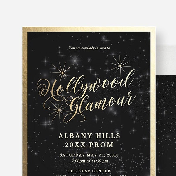 Hollywood Glamour Party uitnodiging Bewerk jezelf sjabloon, Prom nodigt Starry Night Sky Digitale Download, Teen Birthday Party, Sweet 16